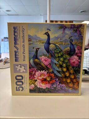 Bits and Pieces 500-Piece Jigsaw Puzzle - Peacock Art (Blue, Purple, Green)